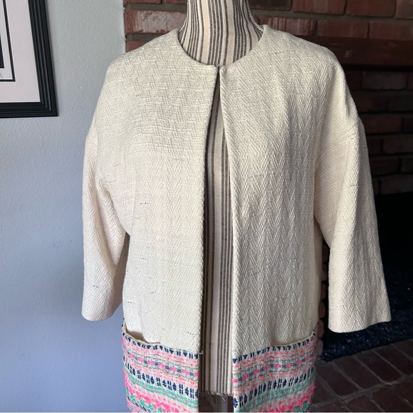 Anthropologie Vilagallo Embroidered Jacket in Ivory Sz 8 - Picture 2 of 9